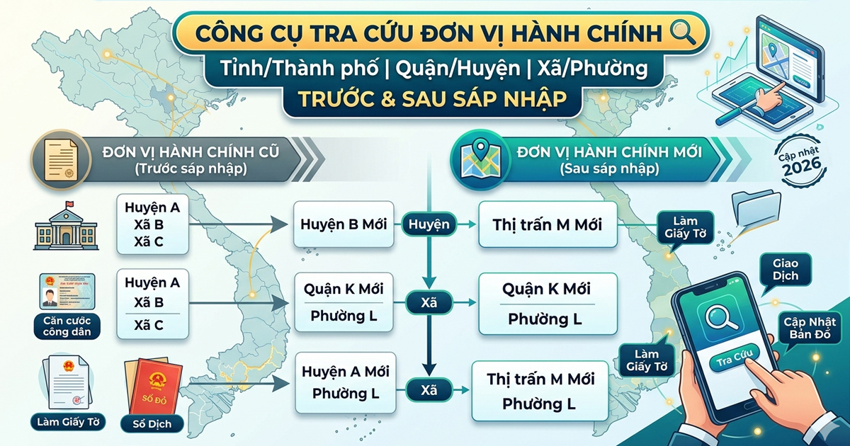 Tra cứu đơn vị hành chính trước và sau sáp nhập mới nhất